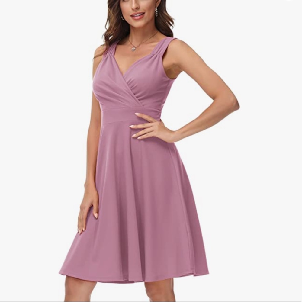 GRACE KARIN Sleeveless Wrap V-Neck A-line Bridesmaid Cocktail Party Dress NWT